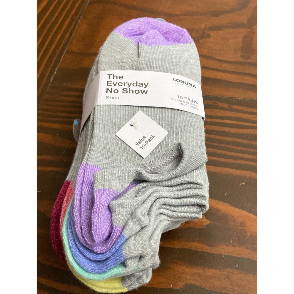 Sonoma The Everyday No Show 10 pack Gray NWT Sock Size‎ 9-11 Women